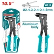 Kép 1/4 - TOTAL Tools Kézi szegecselő fogó 4-IN-1, 10,5″ / INDUSTRIAL