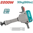 Kép 6/7 - TOTAL Tools Bontókalapács 2200W, SDS Hex 30mm/950bpm /75J/ INDUSTRIAL