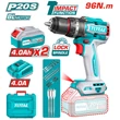 Kép 2/7 - TOTAL Tools Kompakt kefe nélküli fúrógép 2000prm/96Nm/P20S/ INDUSTRIAL (SET Akkumulátor 2x4Ah, Charger, Töltő, Koffer)