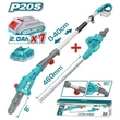 Kép 2/9 - TOTAL Tools Akkus teleszkópos fűrész és sövénynyíró 2800spm /460 mm /4,5m/s /200mm /P20S (SET Akkumulátor 1x2Ah, Charger, Töltő)