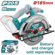 Kép 8/8 - TOTAL Tools Akkus körfűrész 4800rpm/185 mm/P20S / INDUSTRIAL (akkumulátor nélkül)