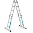 Kép 2/4 - Zarges peremezett sokcélú létra, négyrészes LEHAJTHATÓ FA DOBOGÓVAL 2x3+2x4 fokos Multitec M (Munkamagasság:5m)