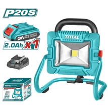 TOTAL Tools Akku hordozható munkalámpa 20W / 1800lm / P20S (SET Akkumulátor 1x2Ah, Charger, Töltő)