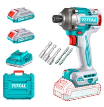 TOTAL Tools Akkus ütvecsavarozó 285Nm/6,35mm/ INDUSTRIAL (SET Akkumulátor 2x2Ah, Charger, Töltő, Táska)
