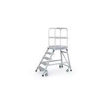 ZARGES Egy oldalon járható gurulós dobogós lépcső 1x5 acélrácsos