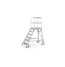 ZARGES Egy oldalon járható gurulós dobogós lépcső 1x6 acélrácsos