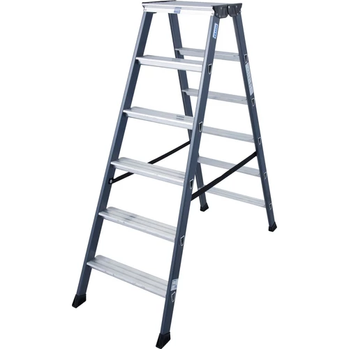 Krause MONTO Lépcsőfokos két oldalon járható létra, eloxált 2,85m