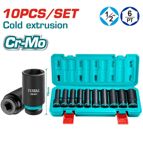 TOTAL Tools 10db dugókulcs készlet 1/2″ 2102L / INDUSTRIAL