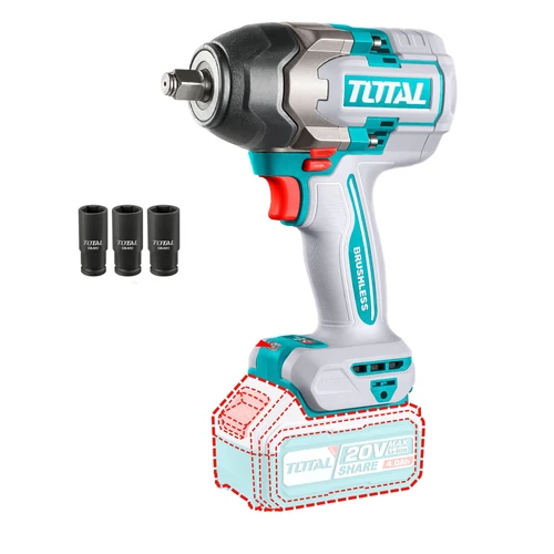 TOTAL Tools Li-ion akkus ütvecsavarozó 850 Nm/1/2″, INDUSTRIAL (akkumulátor nélkül)