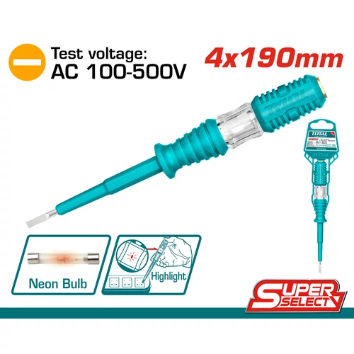 TOTAL Tools Fáziskereső csavarhúzó 4×190 mm