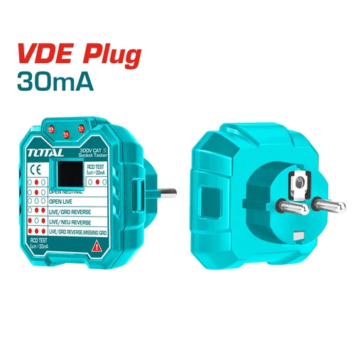 TOTAL Tools Konnektor aljzat tesztelő VDE / 30 mA