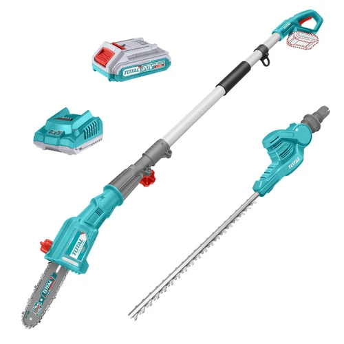 TOTAL Tools Akkus teleszkópos fűrész és sövénynyíró 2800spm /460 mm /4,5m/s /200mm /P20S (SET Akkumulátor 1x2Ah, Charger, Töltő)