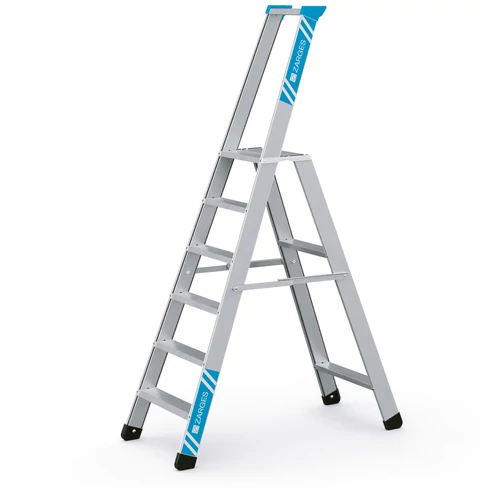Zarges Seventec S Szegecselt lépcsős állólétra 1x6 fokos szerszámtartóval (Munkamagasság 3.35m)