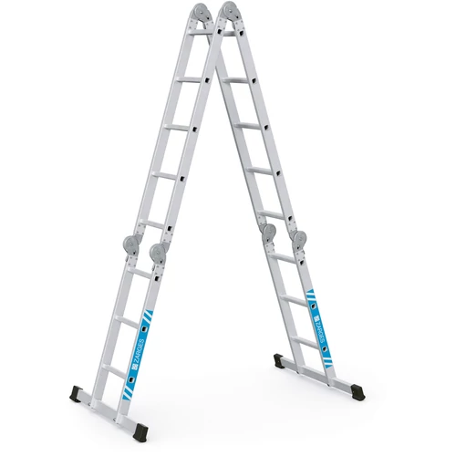 Zarges peremezett sokcélú létra, négyrészes LEHAJTHATÓ FA DOBOGÓVAL 2x3+2x5fokos Multitec M (Munkamagasság:5,5m)