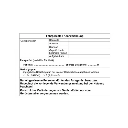 Krause STABILO Jelölő lap gurulóállványokhoz, 25 db