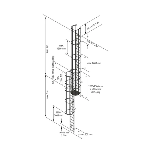 Krause RÖGZÍTETT LÉTRA OSZTOTT KIVITEL DIN 18799-1, ALUMÍNIUM, ÉPÍTMÉNYMAG. 10,9