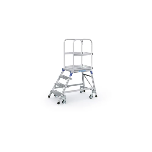 ZARGES Egy oldalon járható gurulós dobogós lépcső 1x4 bordázott alu