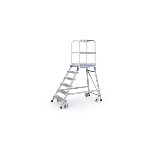 ZARGES Egy oldalon járható gurulós dobogós lépcső 1x6 bordázott alu