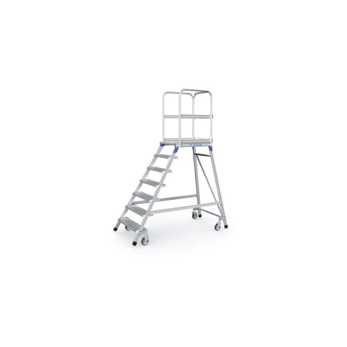 ZARGES Egy oldalon járható gurulós dobogós lépcső 1x7 bordázott alu