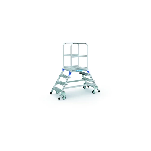 ZARGES Két oldalon járható gurulós dobogós lépcső 2x4 bordázott alu