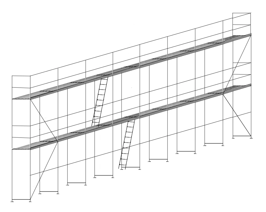 TERRA 70 Homlokzati Állványrendszer csomag - 154 m2 FA JÁRÓLAPOS
