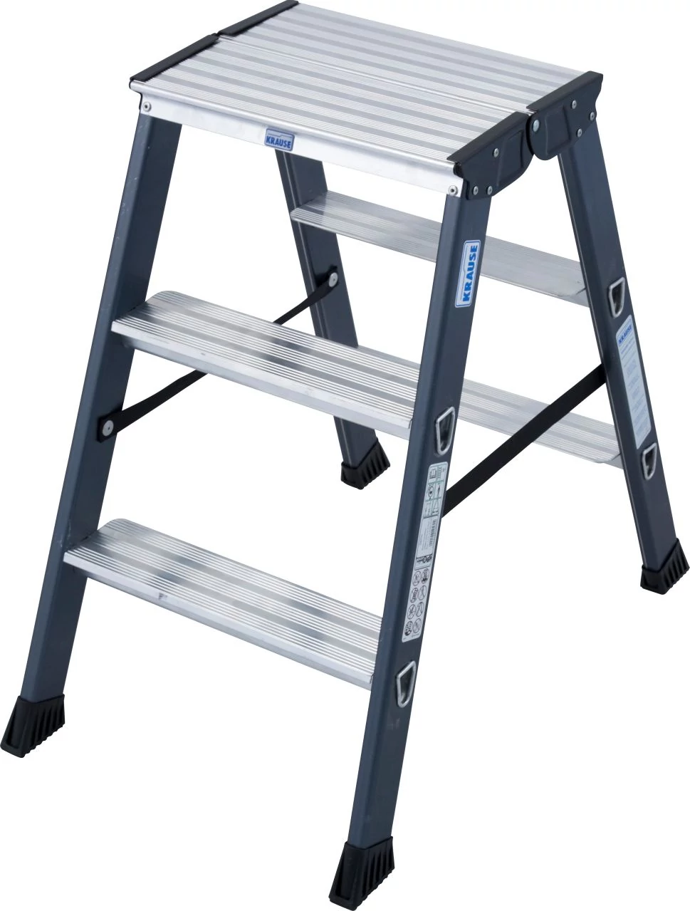Krause MONTO Lépcsőfokos két oldalon járható létra, eloxált 2,20m