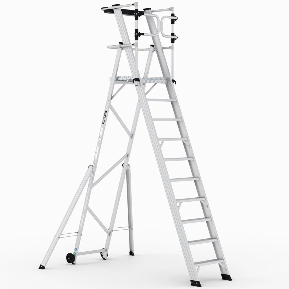 KEY-PRO Összecsukható platform létra 9+1 fokos ( Munkamagasság: 4,5m) 
