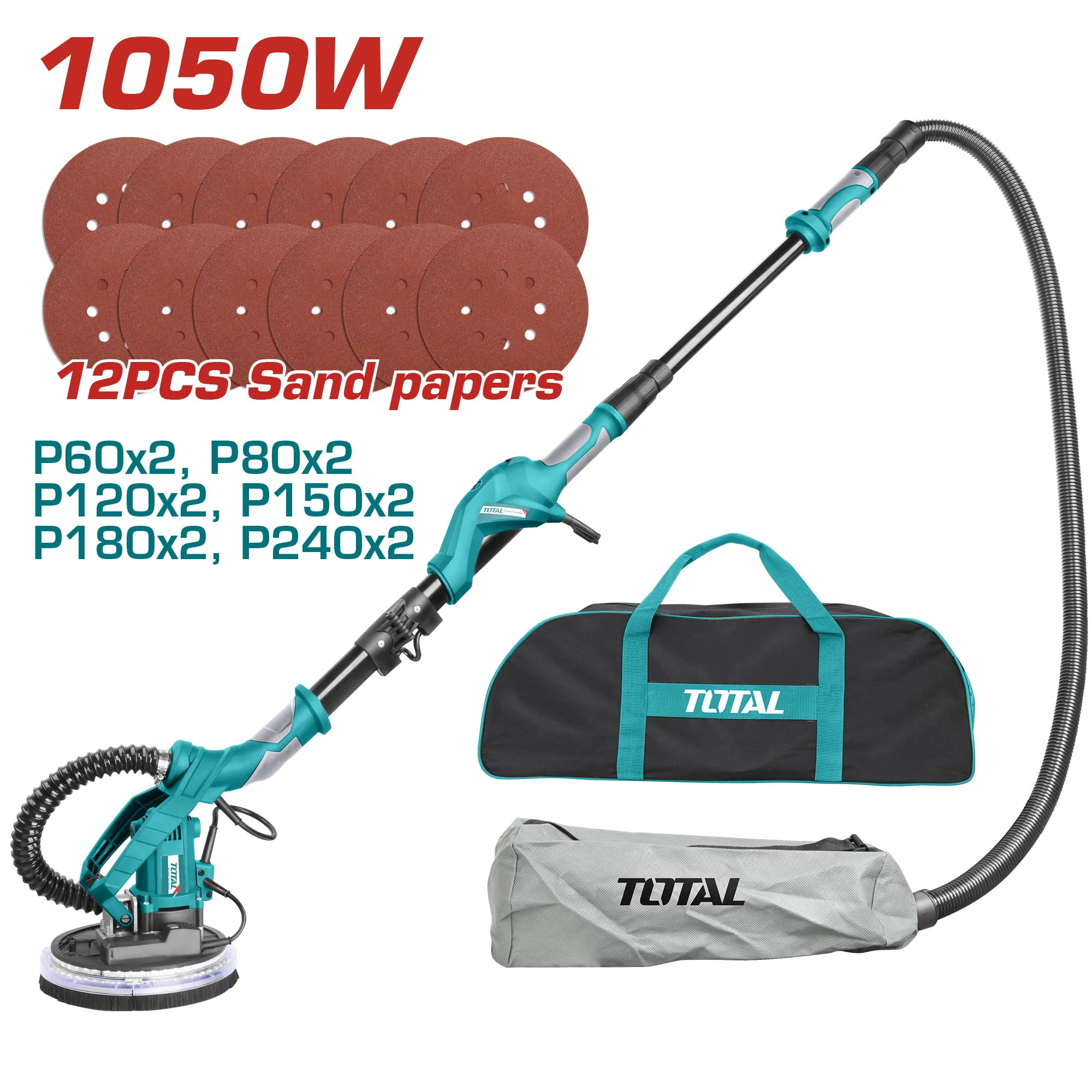 BÉRELHETŐ TOTAL Tools Gipszkartoncsiszoló 1050W, 2300rpm/215mm INDUSTRIAL